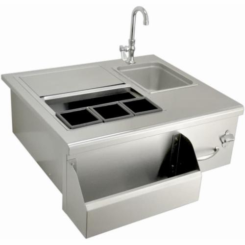 Sole Gourmet 30-Inch Stainless Steel Built-In Bar Center with Ice Chest and Sink