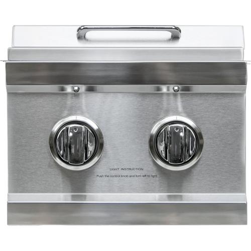 Load image into Gallery viewer, Sole Gourmet built-in stainless steel gas double side burner with white LED lights and hinged lid
