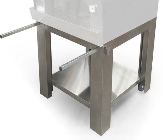 Sole Gourmet Cart for Italia Wood-fired Pizza Oven – Stainless Steel Mobile Stand with Wood Storage and Casters