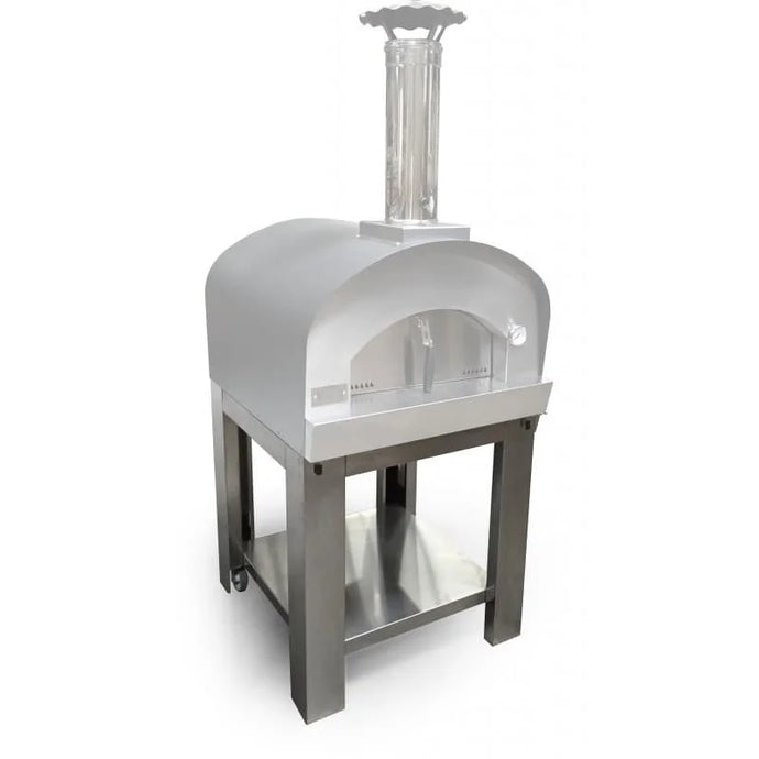 Sole Gourmet Cart for Italia Wood-fired Pizza Oven – Stainless Steel Mobile Stand with Wood Storage and Casters