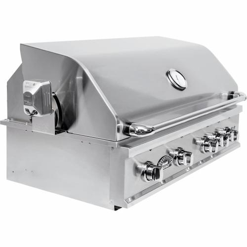 Sole Gourmet Turbo Replacement Series 38-Inch 4-Burner Built-In Gas Grill with Rotisserie and LED Lights
