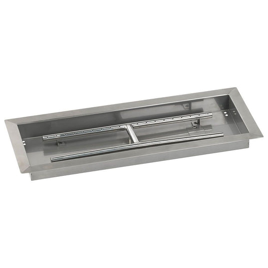 24" x 8" Stainless Steel Rectangular Drop-In Fire Pit Pan