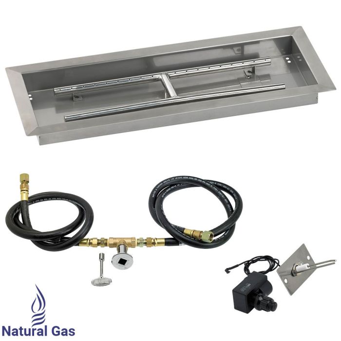 Load image into Gallery viewer, 24&quot; x 8&quot; Rectangular Drop-In Pan with Spark Ignition Kit - Natural Gas
