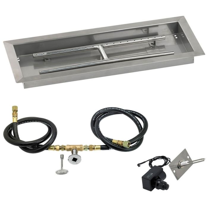 Load image into Gallery viewer, 24&quot; x 8&quot; Rectangular Drop-In Pan with Spark Ignition Kit - Natural Gas
