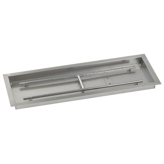 48 x 14 Inch Rectangular Stainless Steel Drop in Fire Pit Pan with Spark Ignition Kit - Natural Gas