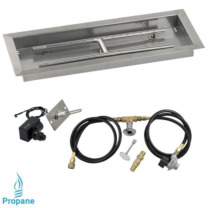 Load image into Gallery viewer, 24&quot; x 8&quot; Rectangular Drop-In Pan with Spark Ignition Kit - Propane
