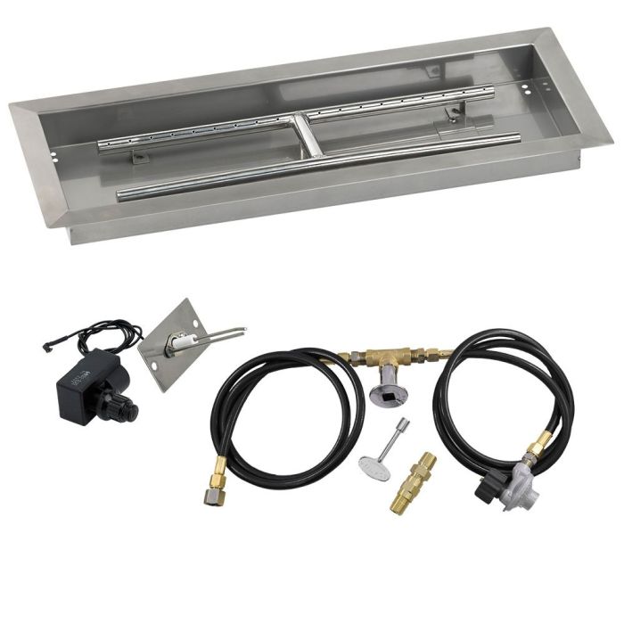 Load image into Gallery viewer, 24&quot; x 8&quot; Rectangular Drop-In Pan with Spark Ignition Kit - Propane
