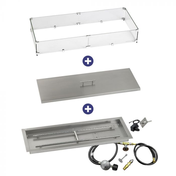 Load image into Gallery viewer, 36&quot; x 12&quot; Rectangular Drop-In Pan with Spark Ignition Kit - Propane Bundle
