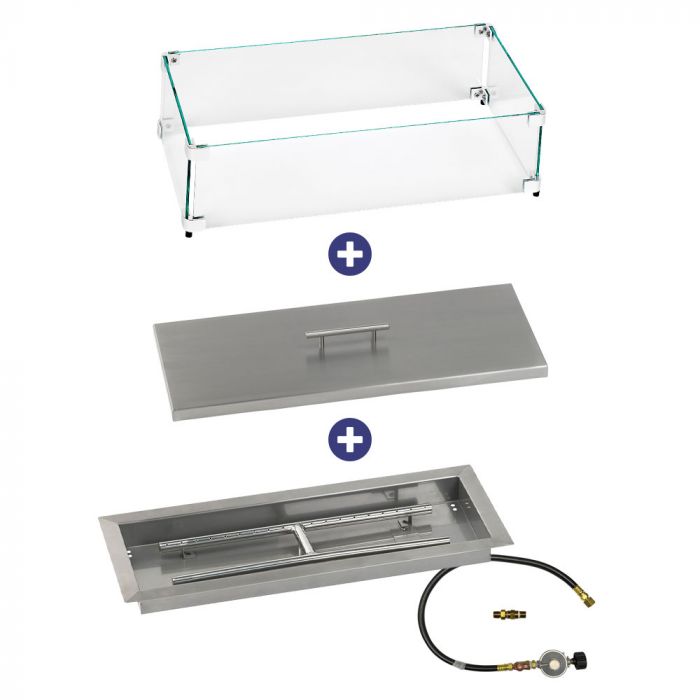 Load image into Gallery viewer, 24&quot; x 8&quot; Rectangular Drop-In Pan with Match Light Kit - Propane Bundle
