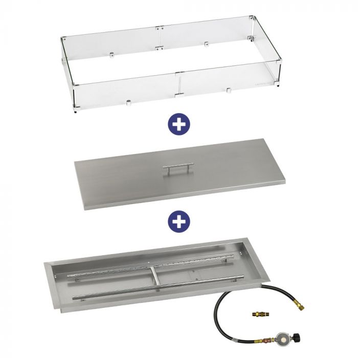 Load image into Gallery viewer, 36&quot; x 12&quot; Rectangular Drop-In Pan with Match Light Kit - Propane Bundle
