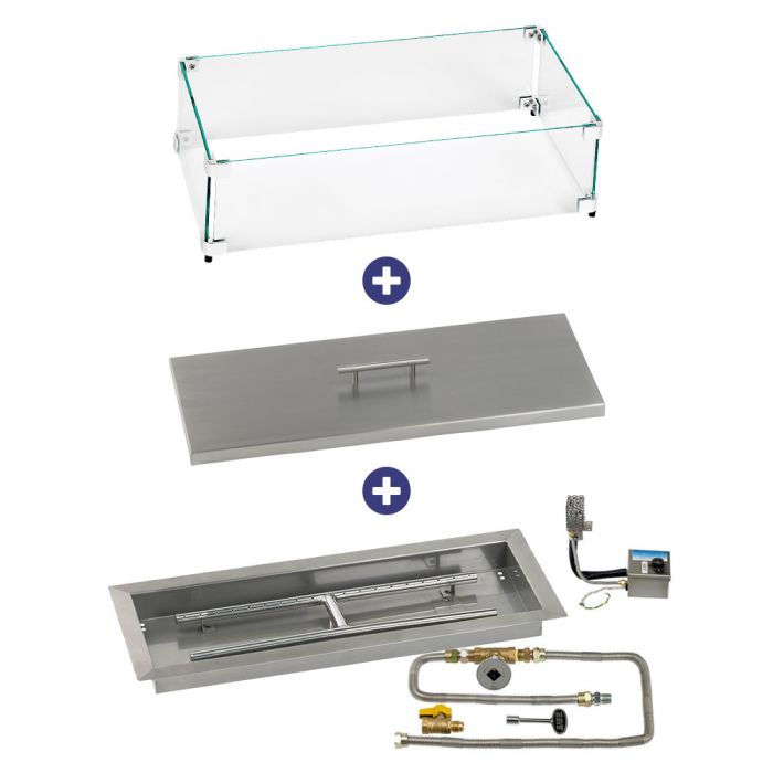 Load image into Gallery viewer, 24&quot; x 8&quot; Rectangular Stainless Steel Drop-In Pan with S.I.T. System - Natural Gas Bundle
