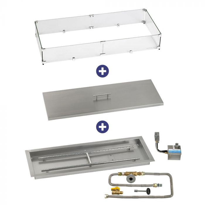 Load image into Gallery viewer, 36&quot; x 12&quot; Rectangular Stainless Steel Drop-In Pan with S.I.T. System - Natural Gas Bundle
