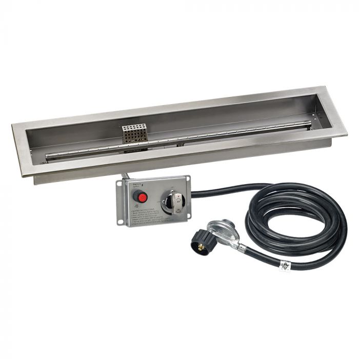 Load image into Gallery viewer, 30&quot; x 6&quot; Stainless Steel Linear Drop-in Fire Pit Pan With Electric Ignition System kit, CSA Certified
