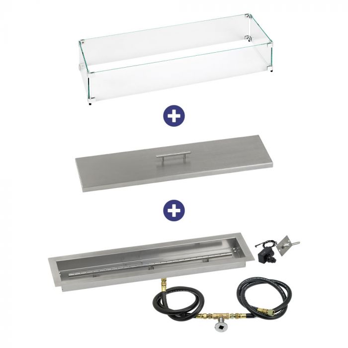 Load image into Gallery viewer, 30&quot; x 6&quot; Linear Channel Drop-In Pan with Spark Ignition Kit - Natural Gas Bundle
