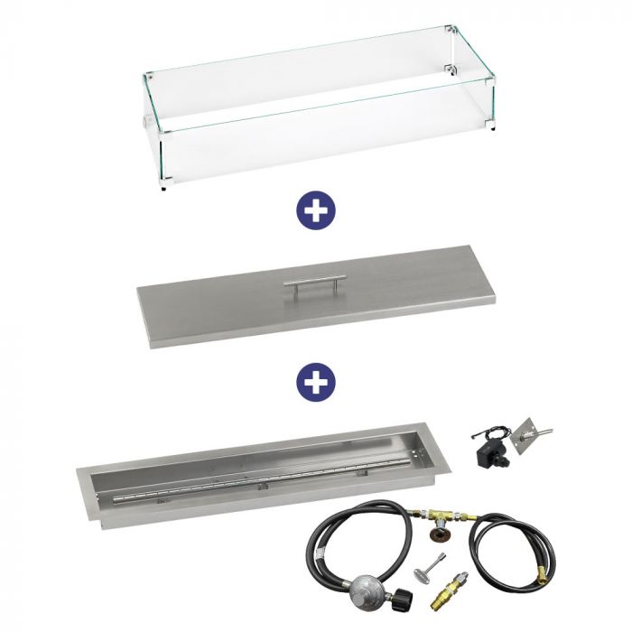 Load image into Gallery viewer, 30&quot; x 6&quot; Linear Channel Drop-In Pan with Spark Ignition Kit - Propane Bundle
