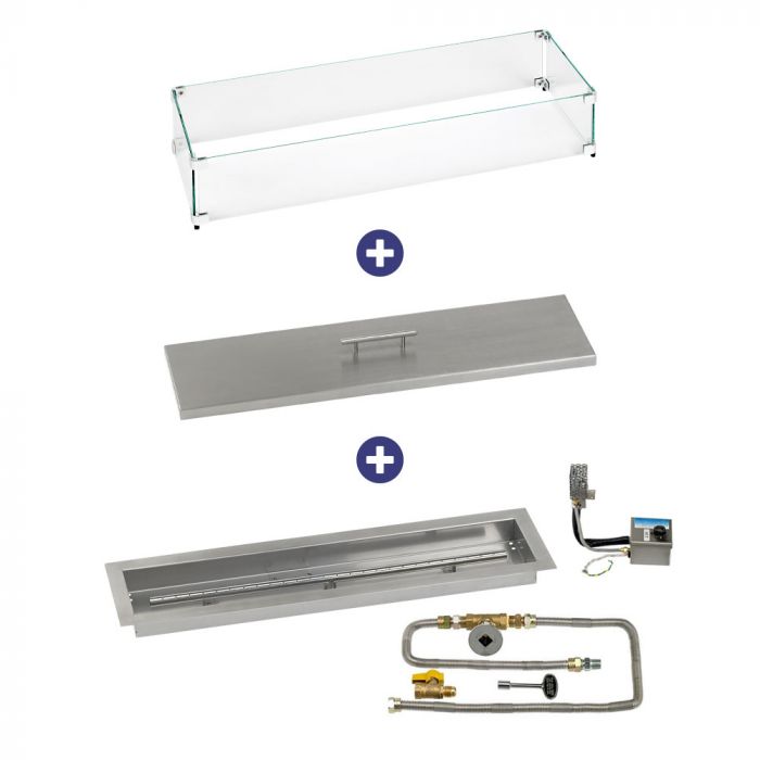 Load image into Gallery viewer, 30&quot; x 6&quot; Stainless Steel Linear Channel Drop-In Pan with S.I.T. System - Natural Gas Bundle
