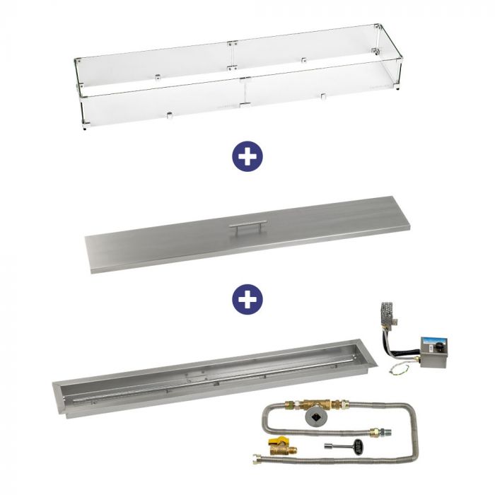 Load image into Gallery viewer, 48&quot; x 6&quot; Stainless Steel Linear Channel Drop-In Pan with S.I.T. System - Natural Gas Bundle
