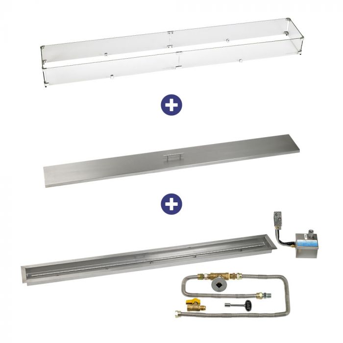 Load image into Gallery viewer, 72&quot; x 6&quot; Stainless Steel Linear Channel Drop-In Pan with S.I.T. System - Natural Gas Bundle
