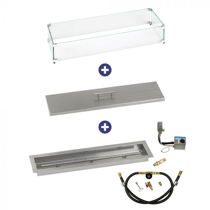 Load image into Gallery viewer, 30&quot; x 6&quot; Stainless Steel Linear Channel Drop-In Pan with S.I.T. System - Whole House Propane Bundle
