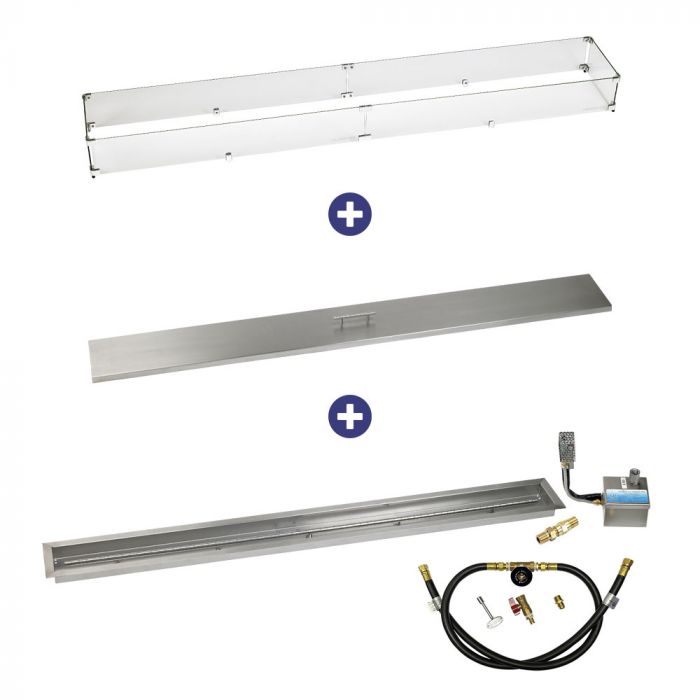 Load image into Gallery viewer, 72&quot; x 6&quot; Stainless Steel Linear Channel Drop-In Pan with S.I.T. System - Whole House Propane Bundle
