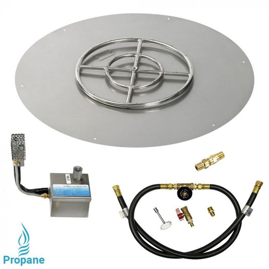 36" Round Stainless Steel Flat Pan with S.I.T. System (18" Ring) - Whole House Propane