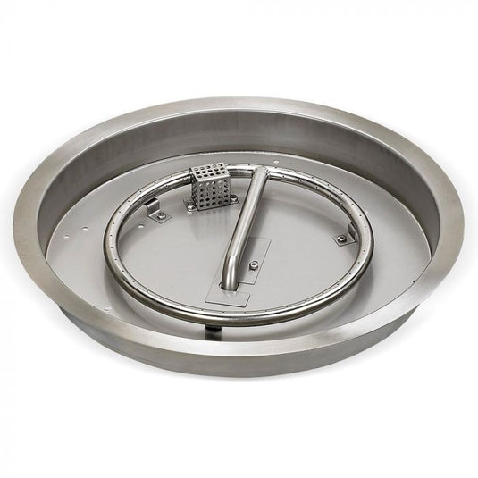 25" Round Stainless Steel Drop-in Fire Pit Pan With Electric Ignition System kit, CSA Certified - Bundle