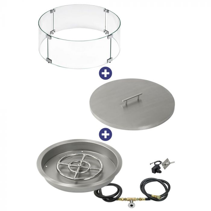 Load image into Gallery viewer, 19&quot; Round Drop-In Pan with Spark Ignition Kit (12&quot; Fire Pit Ring) - Natural Gas Bundle
