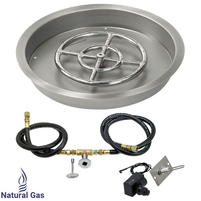 Load image into Gallery viewer, 19&quot; Round Drop-In Pan with Spark Ignition Kit (12&quot; Fire Pit Ring) - Natural Gas
