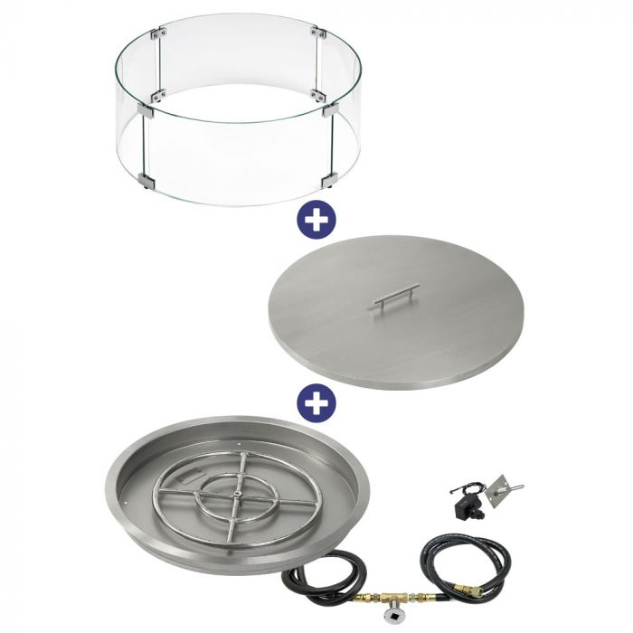 Load image into Gallery viewer, 25&quot; Round Drop-In Pan with Spark Ignition Kit (18&quot; Fire Pit Ring) - Natural Gas Bundle
