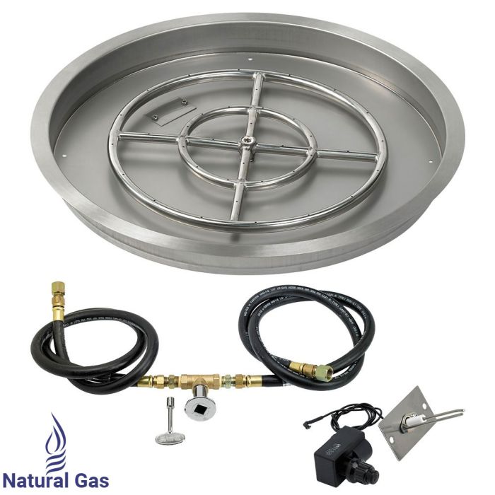 Load image into Gallery viewer, 25&quot; Round Drop-In Pan with Spark Ignition Kit (18&quot; Fire Pit Ring) - Natural Gas
