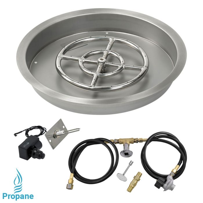 Load image into Gallery viewer, 19&quot; Round Drop-In Pan with Spark Ignition Kit (12&quot; Fire Pit Ring) - Propane
