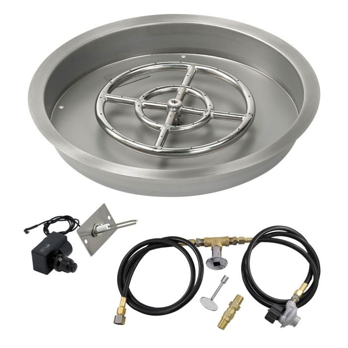 Load image into Gallery viewer, 19&quot; Round Drop-In Pan with Spark Ignition Kit (12&quot; Fire Pit Ring) - Propane
