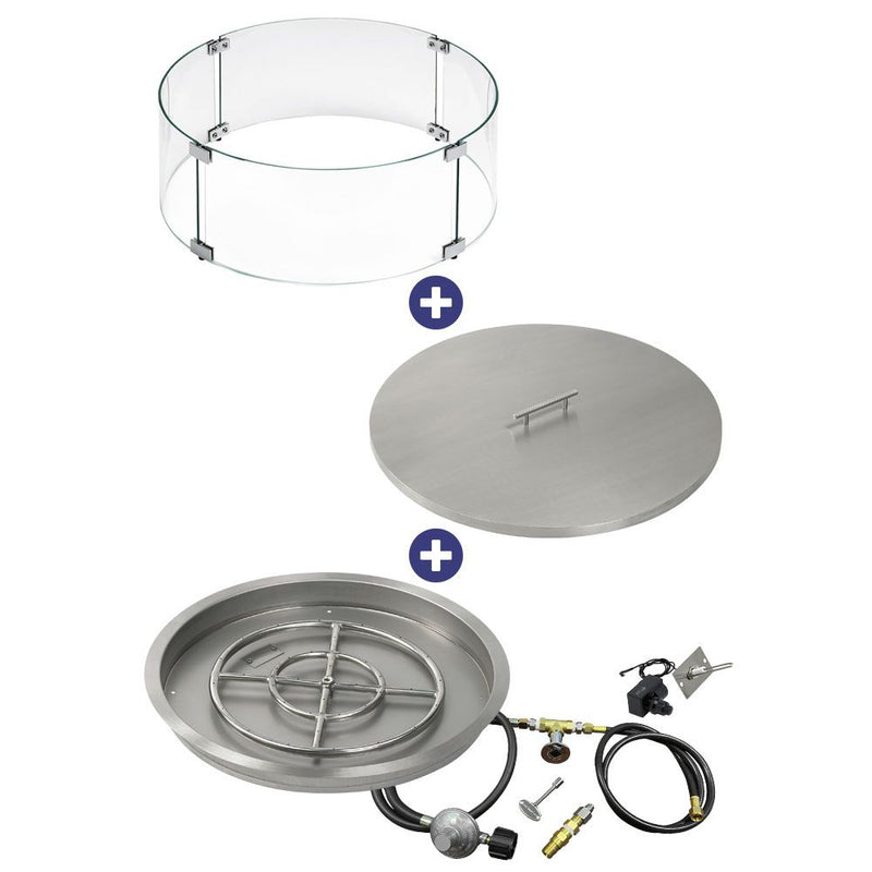 Load image into Gallery viewer, 25&quot; Round Drop-In Pan with Spark Ignition Kit (18&quot; Fire Pit Ring) - Propane Bundle
