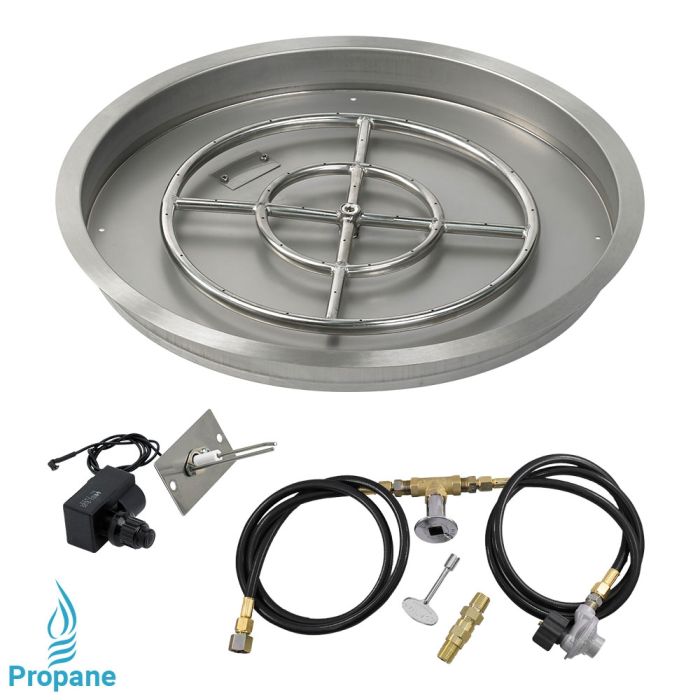 Load image into Gallery viewer, 25&quot; Round Drop-In Pan with Spark Ignition Kit (18&quot; Fire Pit Ring) - Propane
