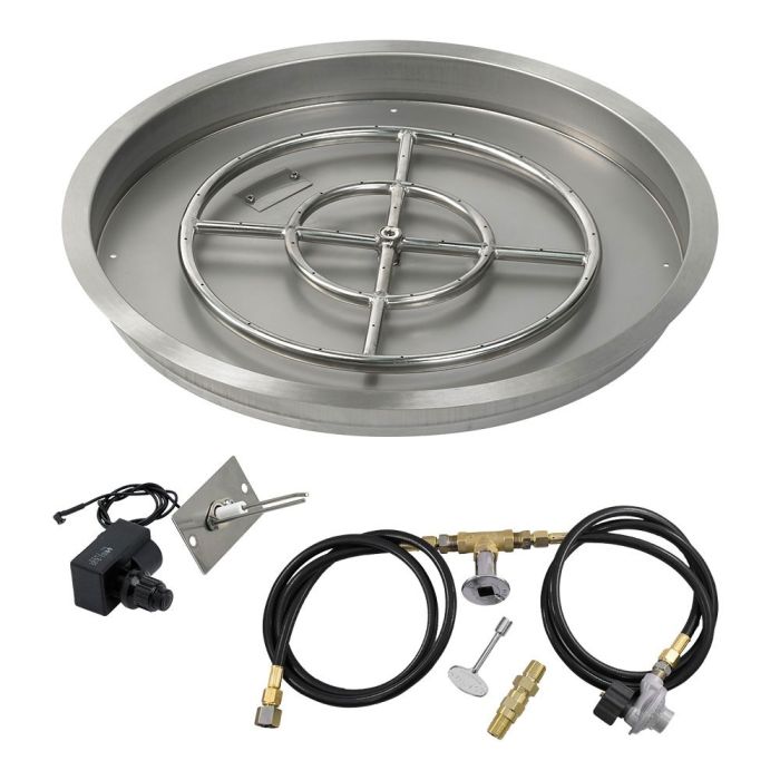 Load image into Gallery viewer, 25&quot; Round Drop-In Pan with Spark Ignition Kit (18&quot; Fire Pit Ring) - Propane
