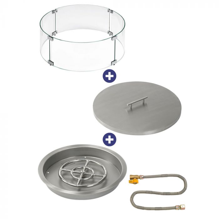 Load image into Gallery viewer, 19&quot; Round Drop-In Pan with Match Light Kit (12&quot; Fire Pit Ring) - Natural Gas Bundle
