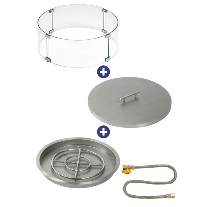 Load image into Gallery viewer, 25&quot; Round Drop-In Pan with Match Light Kit (18&quot; Fire Pit Ring) - Natural Gas Bundle
