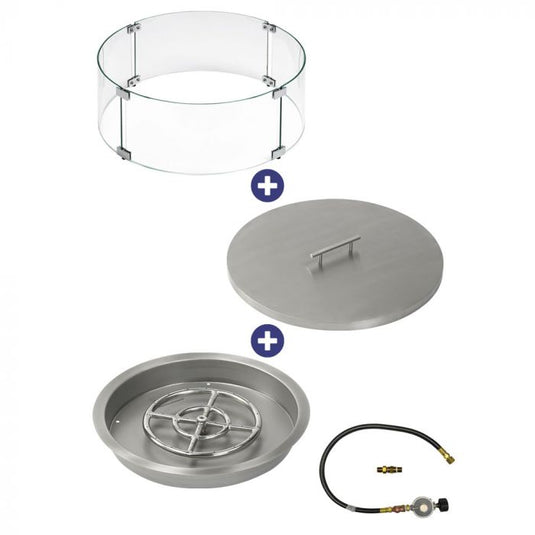 19" Round Drop-In Pan with Match Light Kit (12" Fire Pit Ring) - Propane Bundle