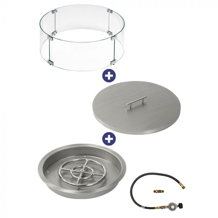 Load image into Gallery viewer, 19&quot; Round Drop-In Pan with Match Light Kit (12&quot; Fire Pit Ring) - Propane Bundle
