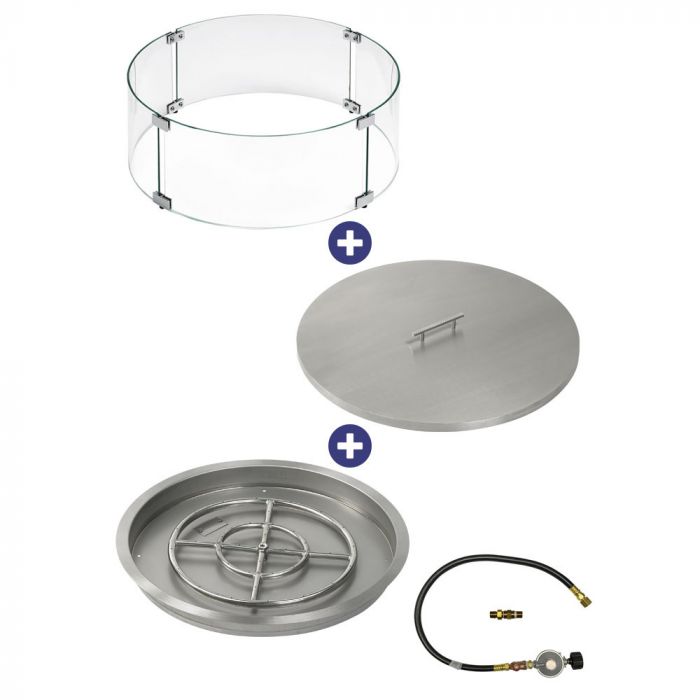 Load image into Gallery viewer, 25&quot; Round Drop-In Pan with Match Light Kit (18&quot; Fire Pit Ring) - Propane Bundle
