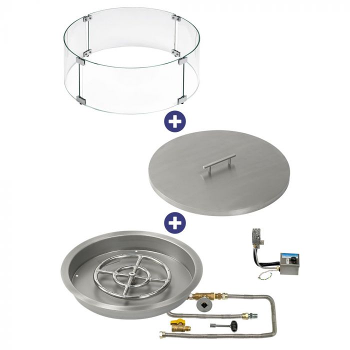 Load image into Gallery viewer, 19&quot; Round Drop-In Pan with S.I.T. System (12 Fire Pit Ring) - Natural Gas Bundle
