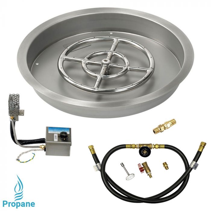 Load image into Gallery viewer, 19&quot; Round Drop-In Pan with S.I.T. System (12&quot; Fire Pit Ring) - Whole House Propane
