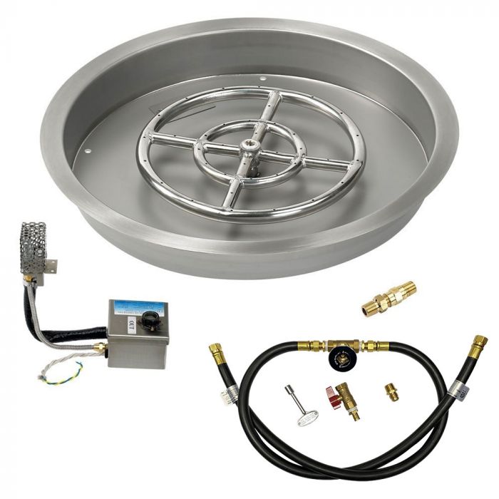 Load image into Gallery viewer, 19&quot; Round Drop-In Pan with S.I.T. System (12&quot; Fire Pit Ring) - Whole House Propane
