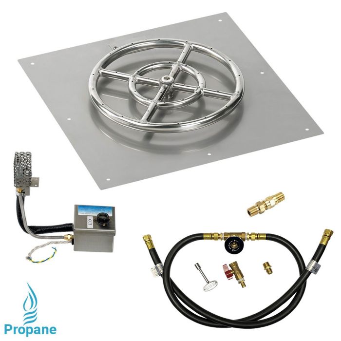 Load image into Gallery viewer, 18&quot; Square Stainless Steel Flat Pan with S.I.T. System (12&quot; Ring) - Whole House Propane
