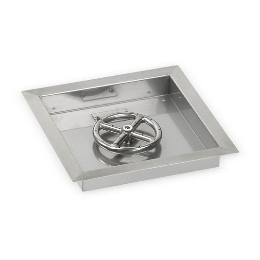 18" Stainless Steel Square Drop In Pan With 12" Fire Ring