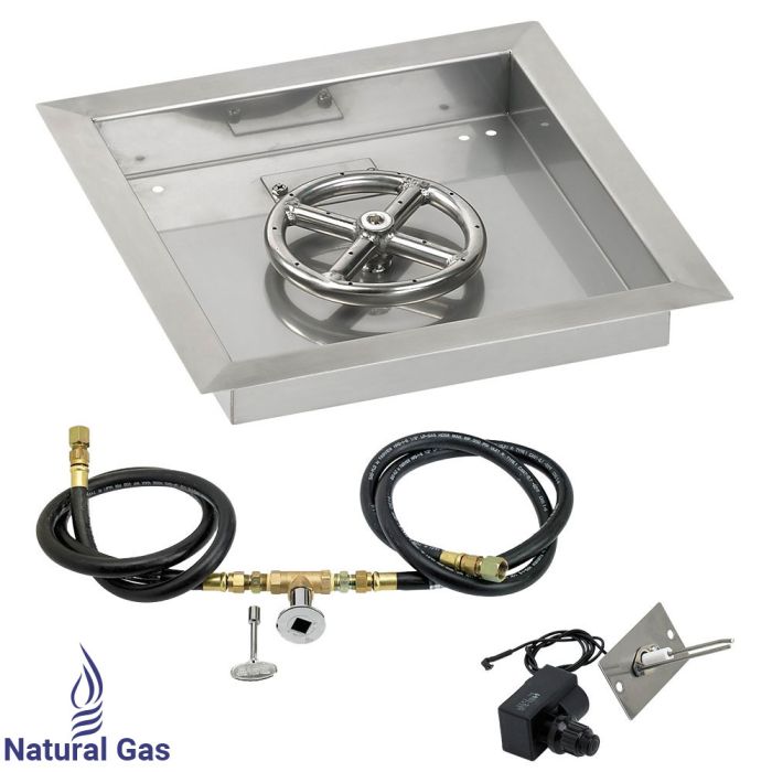 Load image into Gallery viewer, 12&quot; Square Drop-In Pan with Spark Ignition Kit (6&quot; Fire Pit Ring) - Natural Gas
