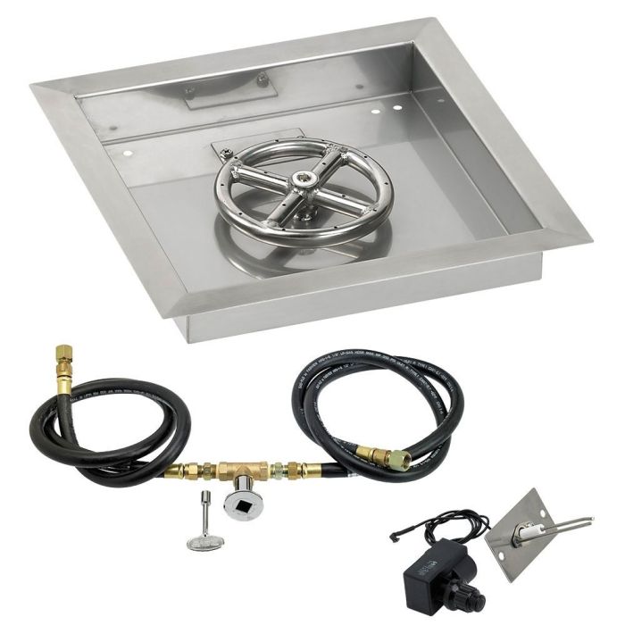 Load image into Gallery viewer, 12&quot; Square Drop-In Pan with Spark Ignition Kit (6&quot; Fire Pit Ring) - Natural Gas
