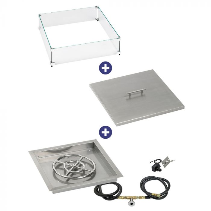 Load image into Gallery viewer, 18&quot; Square Drop-In Pan with Spark Ignition Kit (12&quot; Fire Pit Ring) - Natural Gas Bundle
