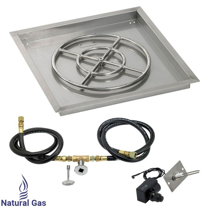 Load image into Gallery viewer, 24&quot; Square Drop-In Pan with Spark Ignition Kit (18&quot; Fire Pit Ring) - Natural Gas
