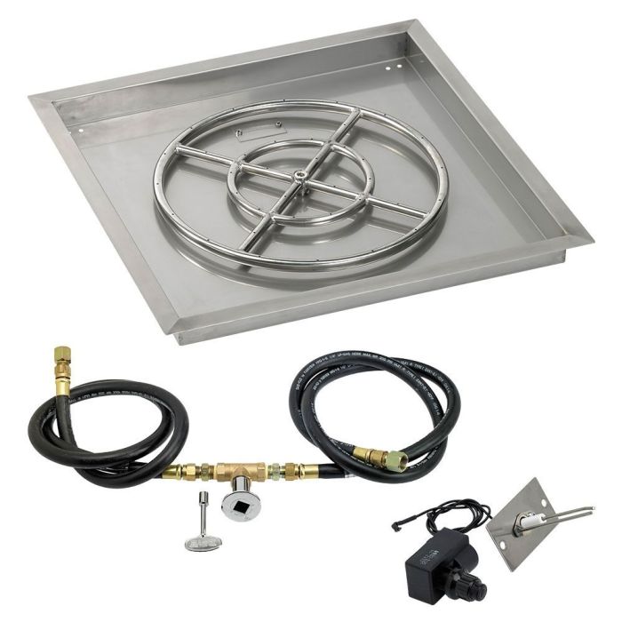 Load image into Gallery viewer, 24&quot; Square Drop-In Pan with Spark Ignition Kit (18&quot; Fire Pit Ring) - Natural Gas
